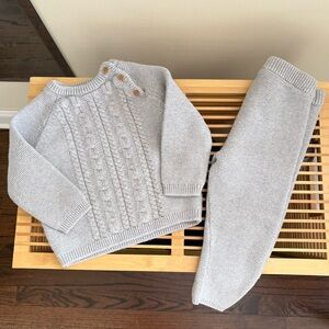 Little Planet Organic Cotton Cable Knit Sweater Pant Set 18m EUC